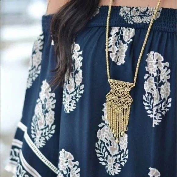 💜 Stella & Dot Alila Lace Necklace and Earring Set of 2 - Picture 6 of 13